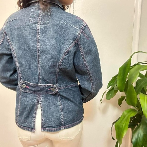 Point Zero Denim Jacket with pink stitching Size Medium - Picture 3 of 8